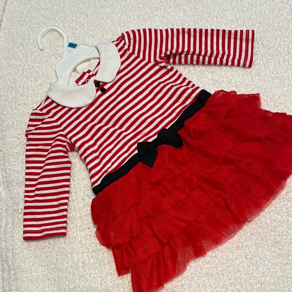 Gymboree Red and White Striped Dress with Tulle Skirt